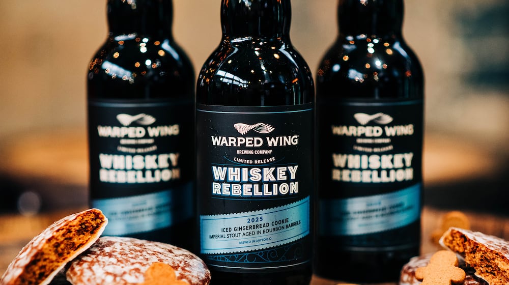 Warped Wing Brewing Co. is releasing its 2025 Whiskey Rebellion Imperial Stout (aged in bourbon barrels), along with a new lineup of flavored variants on Saturday, Dec. 6 (CONTRIBUTED PHOTO).