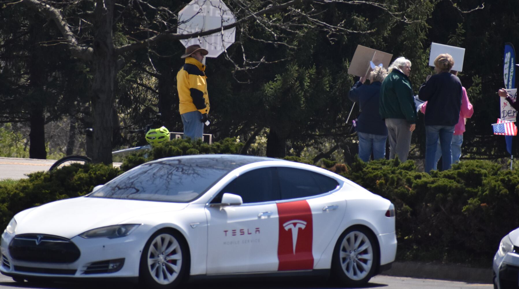 Anti-Musk protest at Tesla facility in Moraine, Ohio April 12, 2025