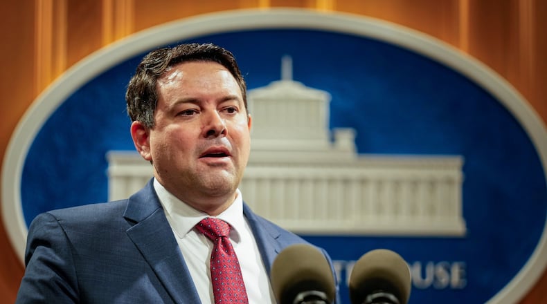 Ohio Senate President Rob McColley said Tuesday that a “serious conversation” needs to be had on an immediate state property tax relief package, given that the lion’s share of legislative action on property tax reform has been focused on ensuring sudden, stratospheric increases don’t occur again. File photo. (Samantha Madar/The Columbus Dispatch via AP, Pool)