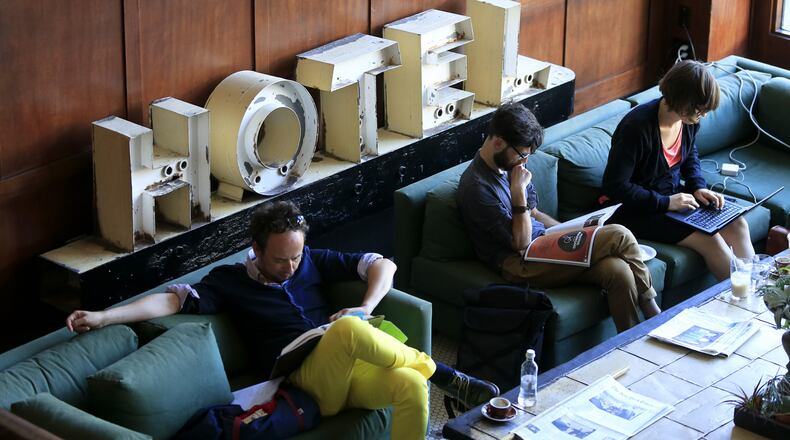 The lobby of the Ace Hotel in downtown Portland shows the edgier, younger look and feel in the lobby July 30, 2013 (Mark Boster/Los Angeles Times/TNS)