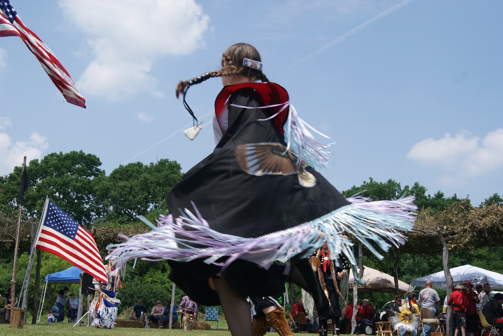 Women and men of the Miami Valley Council for Native Americans spend weeks hand-crafting their customized traditional attire for the Keeping the Tradition Pow Wow at  SunWatch Indian Village.