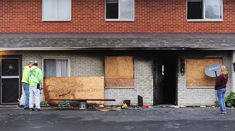One person is dead following an early morning fire at a Fairborn apartment complex on Tuesday, Oct. 27, 2020. STAFF PHOTO / MARSHALL GORBY