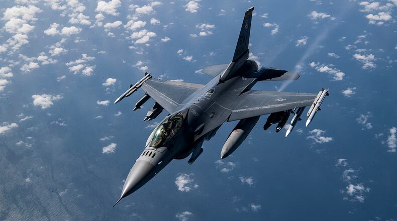 An F-16 Fighting Falcon flies over Afghanistan, March 17, 2020. The F-16 Fighting Falcon is a compact, multi-role fighter aircraft that delivers war-winning airpower to the U.S. Central Command area of responsibility. U.S. AIR FORCE PHOTO/TECH SGT. MATTHEW LOTZ