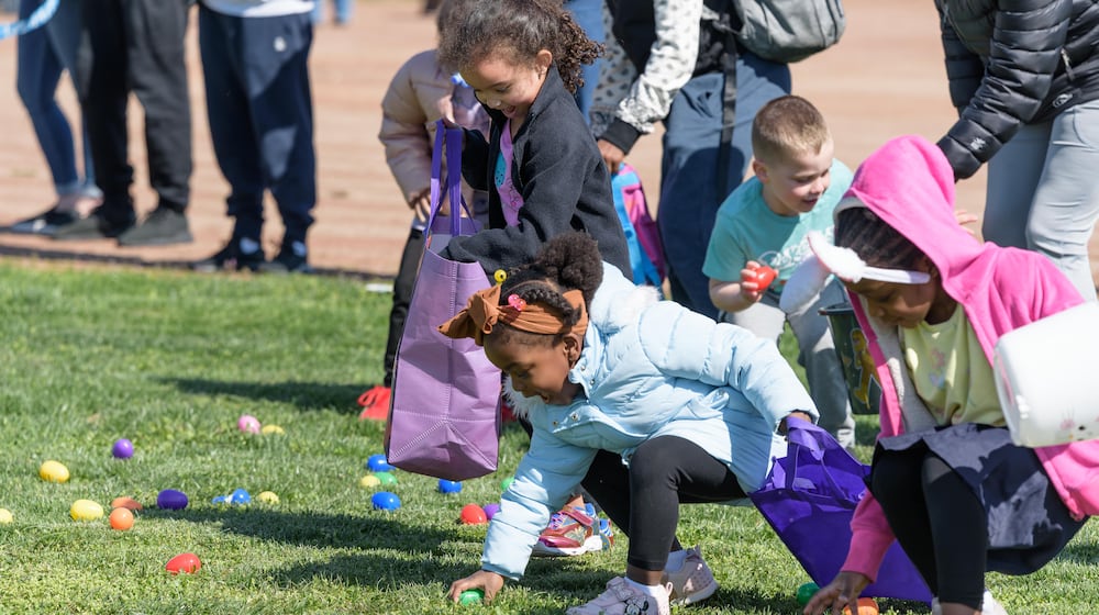 The City of Dayton Department of Rec hosted the Gem City Egg Hunt at the Kettering Field Sports Complex, located at 444 N. Bend Blvd. on Saturday, April 12, 2025. TOM GILLIAM / CONTRIBUTING PHOTOGRAPHER