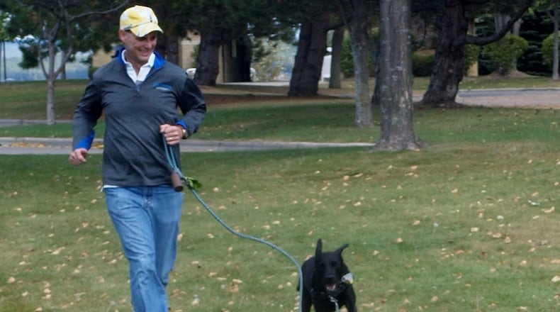 Teddy and his dad working out excess energy. KARIN SPICER