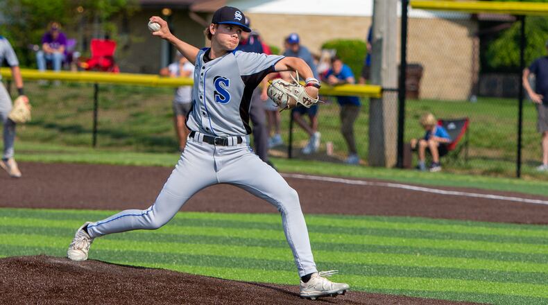 Springboro's Luke Burroughs threw a complete-game shutout in a 3-0 tournament victory Tuesday at Vandalia Butler. Jeff Gilbert/CONTRIB
UTED