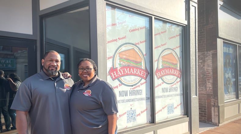 Haymarket Deli & Sweets is expected to open in spring 2025 on West Third Street in Dayton's Wright Dunbar neighborhood. Pictured are owners Shafton and LaShawn Greene. NATALIE JONES/STAFF