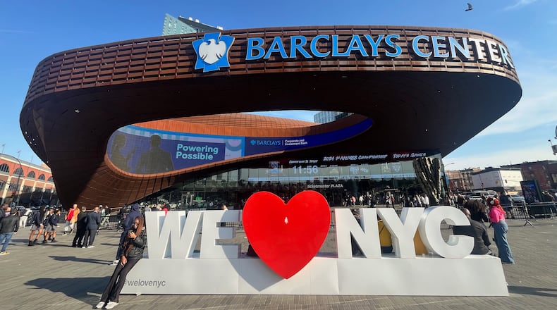 The scene outside the Barclays Center on Wednesday, March 13, 2024, in Brooklyn, N.Y. David Jablonski/Staff