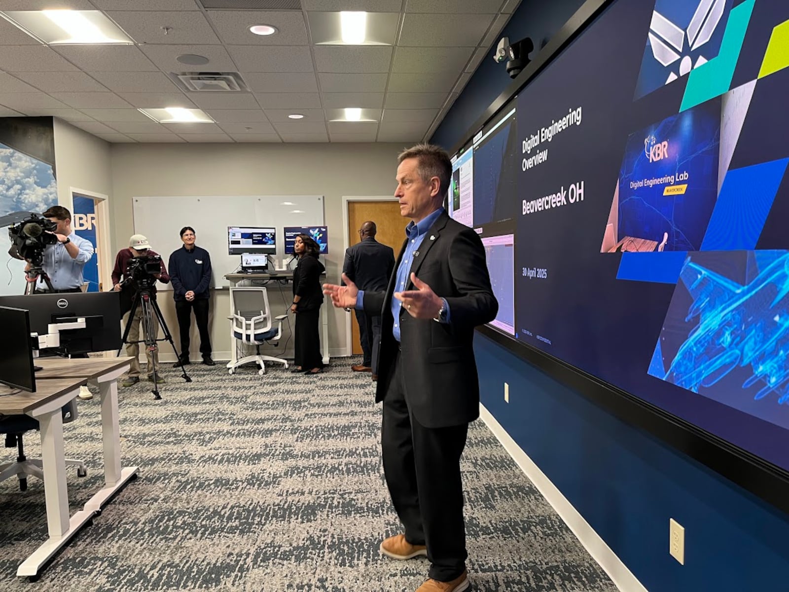 Greg Best, KBR Inc. digital engineering functional lead, talks about the company's new Beavercreek digital engineering laboratory. THOMAS GNAU/STAFF