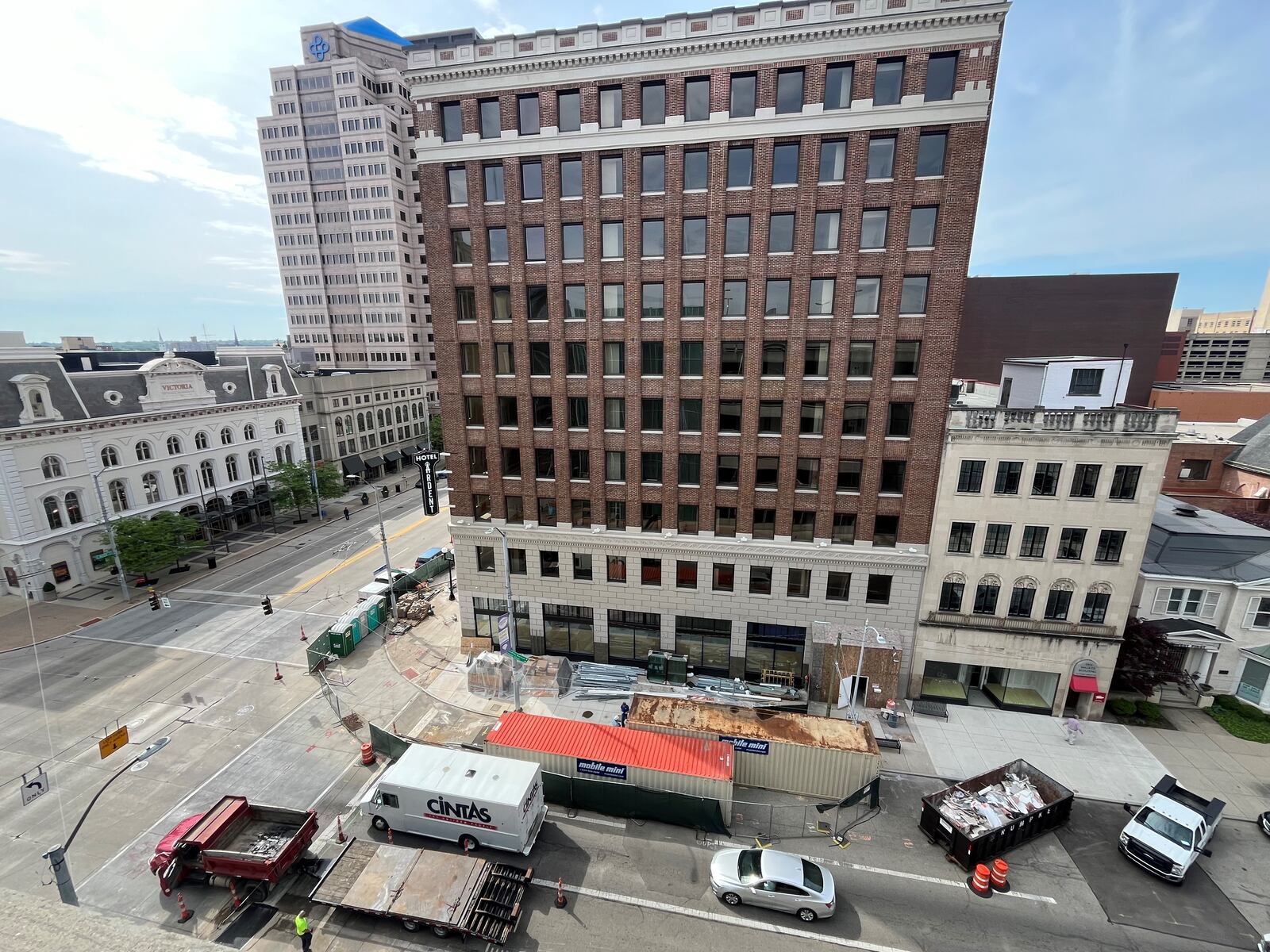 The Hotel Ardent is under construction at 137 N. Main St. in downtown Dayton. The 10-story boutique hotel, which is across the street from the Victoria Theatre, is expected to open in the third quarter of 2024. CORNELIUS FROLIK / STAFF