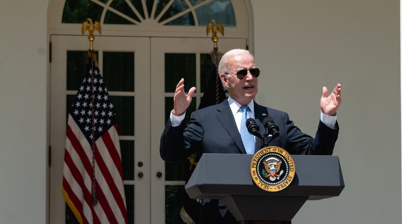 President Joe Biden makes his his first public appearance on Wednesday, July 27, 2022, in the Rose Garden since testing negative for COVID-19. The president tested positive on Saturday, July 30, and will once again isolate, though his symptoms have not come back, the White House physician said. (Cheriss May/The New York Times)