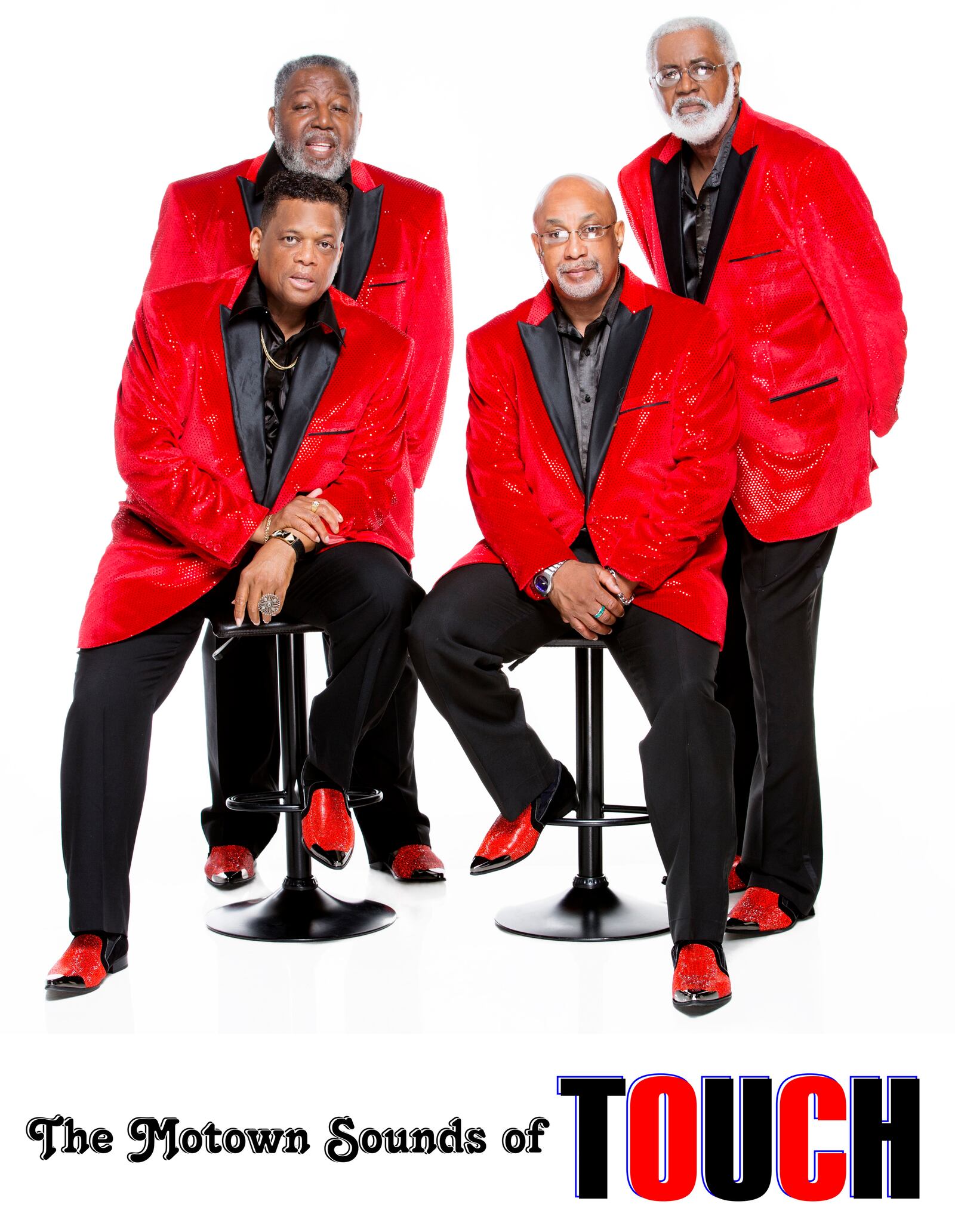 The Motown Sounds of Touch, (clockwise from bottom left) Arthur “Hakim” Stokes, Anthony Brown, Floyd Weatherspoon Brown and Xonerale Freeman, presents a Valentine’s show at the Dayton Women’s Club in Dayton on Saturday, Feb. 9. CONTRIBUTED