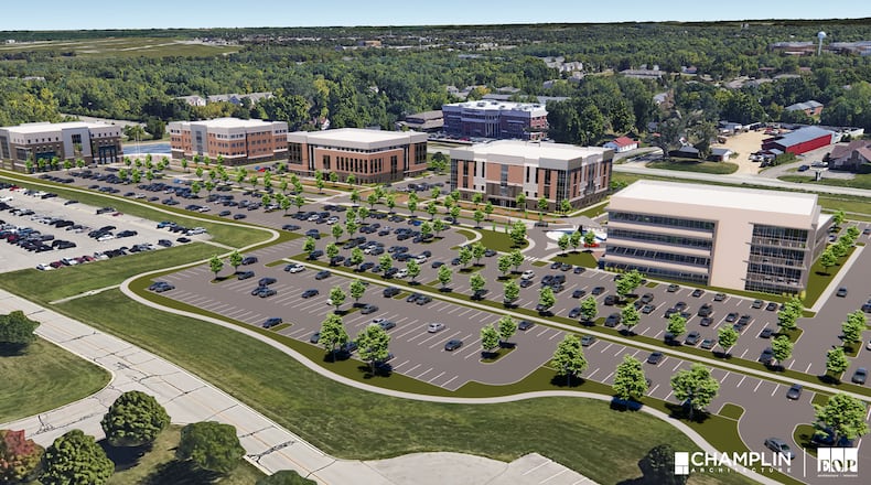 An artist's conception of the planned Convergence Research Center off National Road, to be made possible by a new federal "Enhanced Use Lease." Dayton Development Coalition image