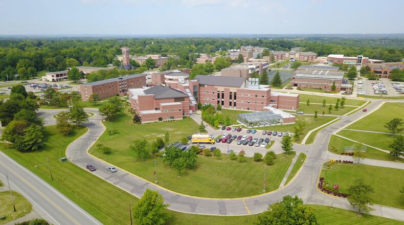 An aerial view of the campus of Central State University on Brush Row Road in Wilberforce. The historically black university and the city of Xenia announced plans on Aug. 10, 2017, to annex the 600-acre, 36-building campus into the city’s limits. CHUCK HAMLIN/STAFF