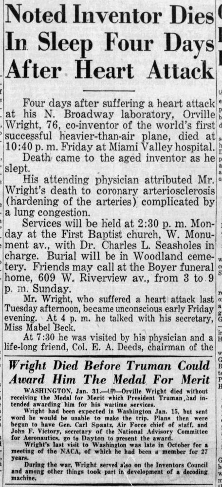 Orville Wright funeral
