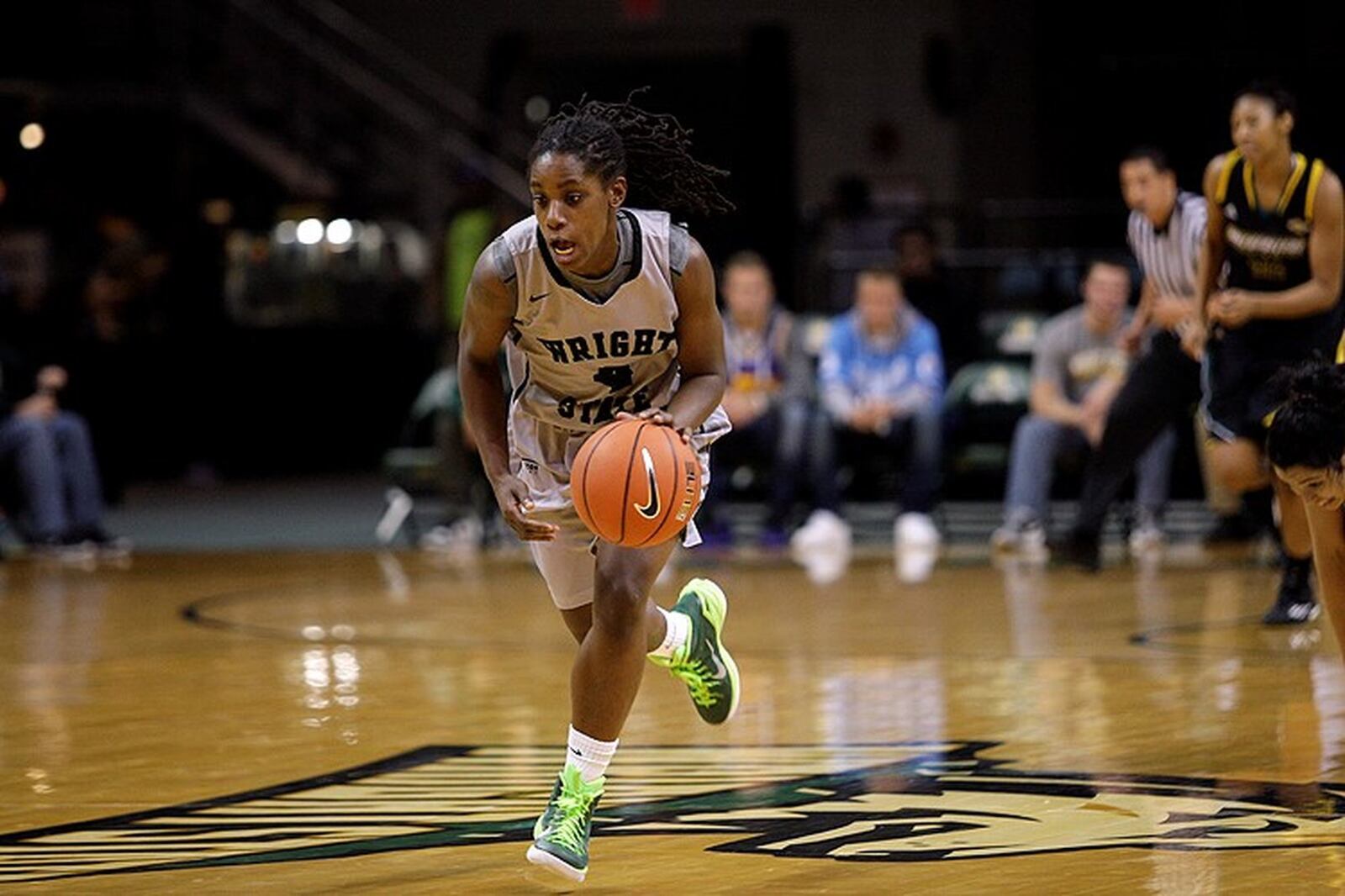 Wright State’s Kim Demmings drives the length of the court during a game against Southeastern Louisana at the Nutter Center earlier this season. Contribute photo/Tim Zechar