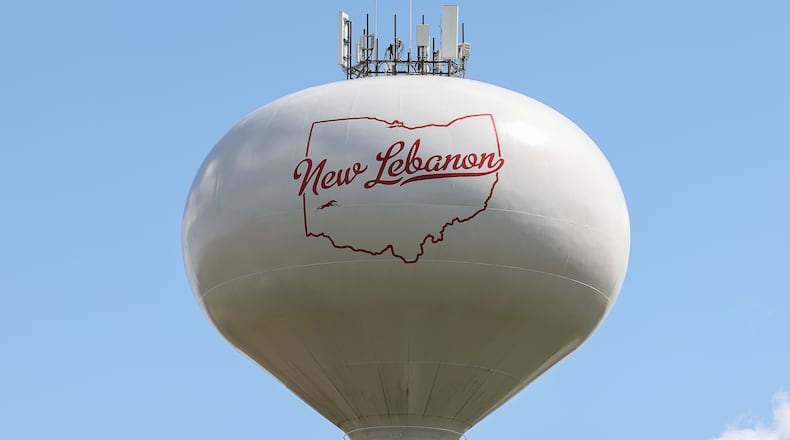 A water tower stands on the west side of New Lebanon near Dixie High School. BRYANT BILLING / STAFF