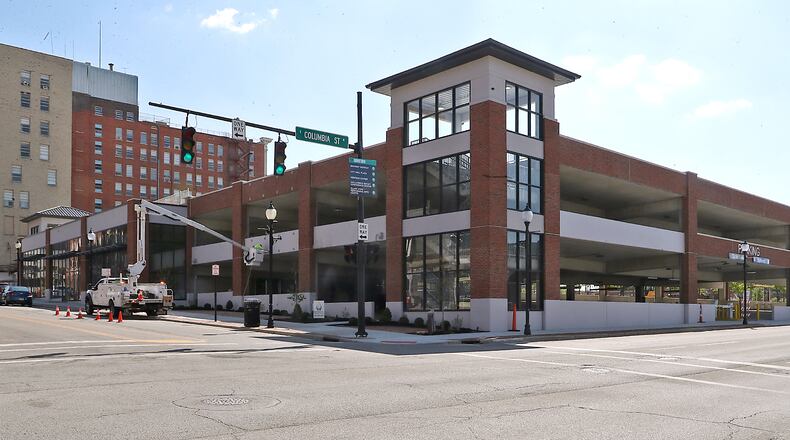 A parking garage in downtown Springfield that opened in May will be free to use for the rest of the year. BILL LACKEY/STAFF