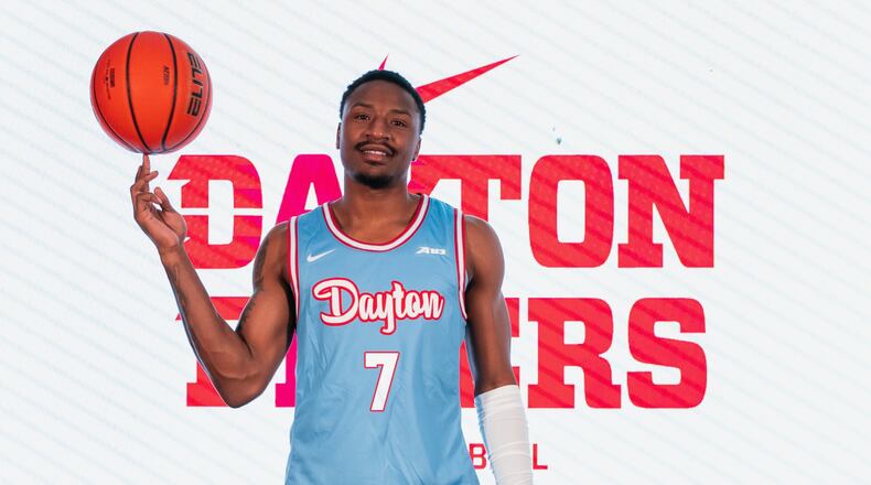 Keonte Jones poses for a photo during his visit to Dayton in 2025. Photo courtesy of Dayton Athletics