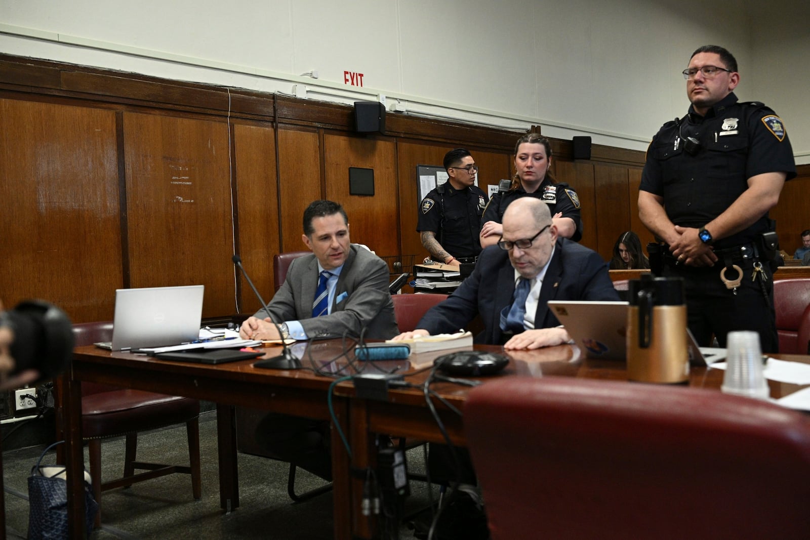 Harvey Weinstein appears in Manhattan Supreme Court on the second day of jury selection in the rape trial against him, in New York, Wednesday, April 16, 2025. (Curtis Means/Pool Photo via AP)