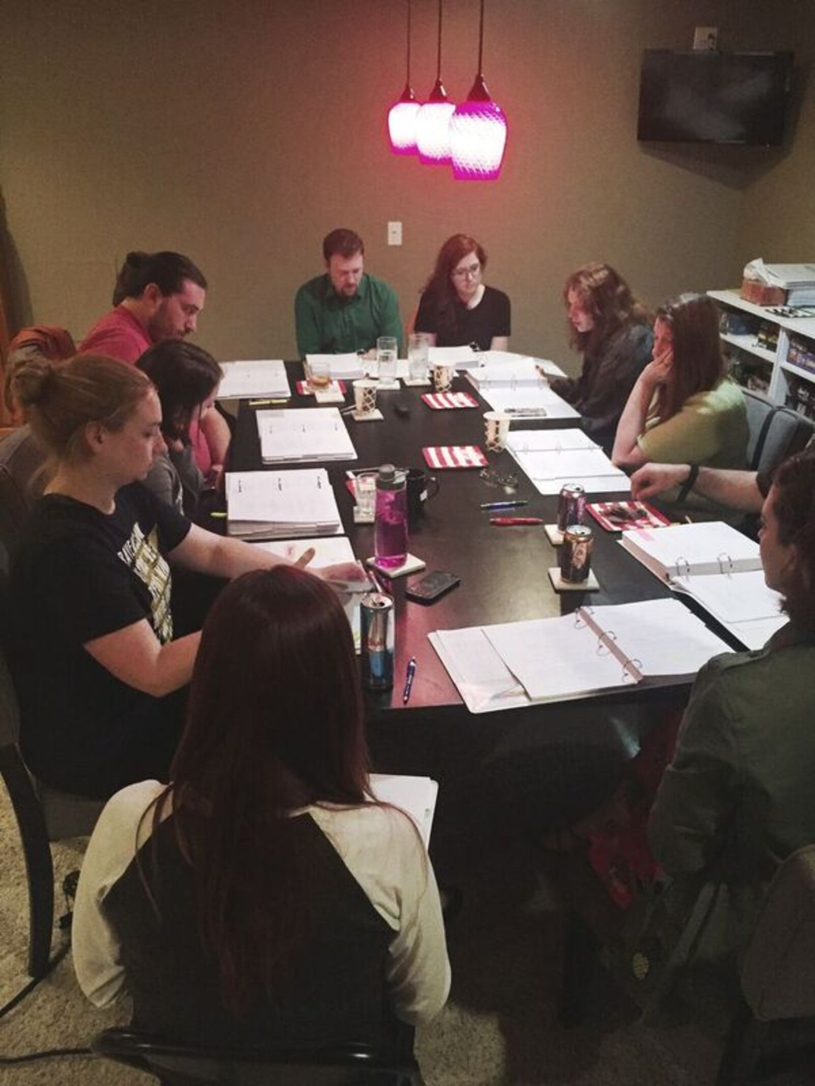 Actors rehearse for season 2 of Unwritten.