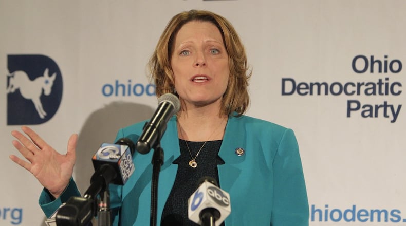 Connie Pillich is the lone woman remaining in the Democratic field for governor. She picked Marion Mayor Scott Schertzer to be her running mate Thursday. Photo by Jay LaPrete, Associated Press.