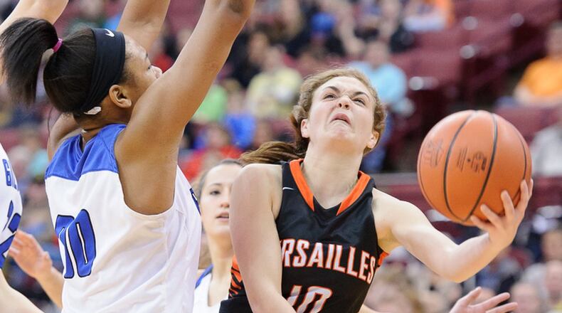 Guard Kami McEldowney (shooting) is a senior starter for top-ranked Versailles (D-III). Contributed Photo by Bryant Billing