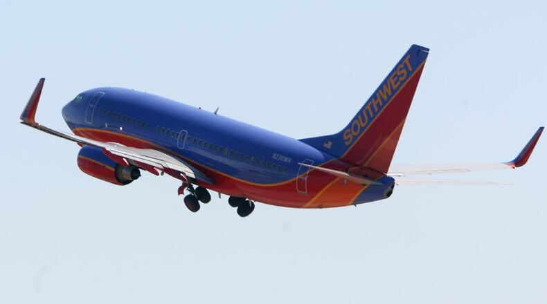 DALLAS - MARCH 12: Southwest Airlines planes take off from the airline’s hub at Dallas Love Field Airport March 12, 2008, in Dallas, Texas. Southwest Airlines said it has grounded about 40 of its jets to inspect for possible damage after admitting they missed safety inspections. (Photo by Rick Gershon/Getty Images)