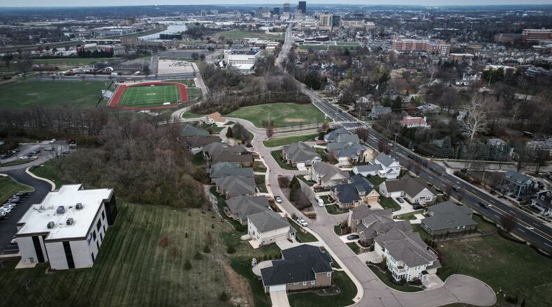 Oakwood has rejected a plan to allow a business (foreground left) to build a pickleball court on former NCR property after concerns raised by nearby residents in an upscale development off Ohio 48. JIM NOELKER/STAFF