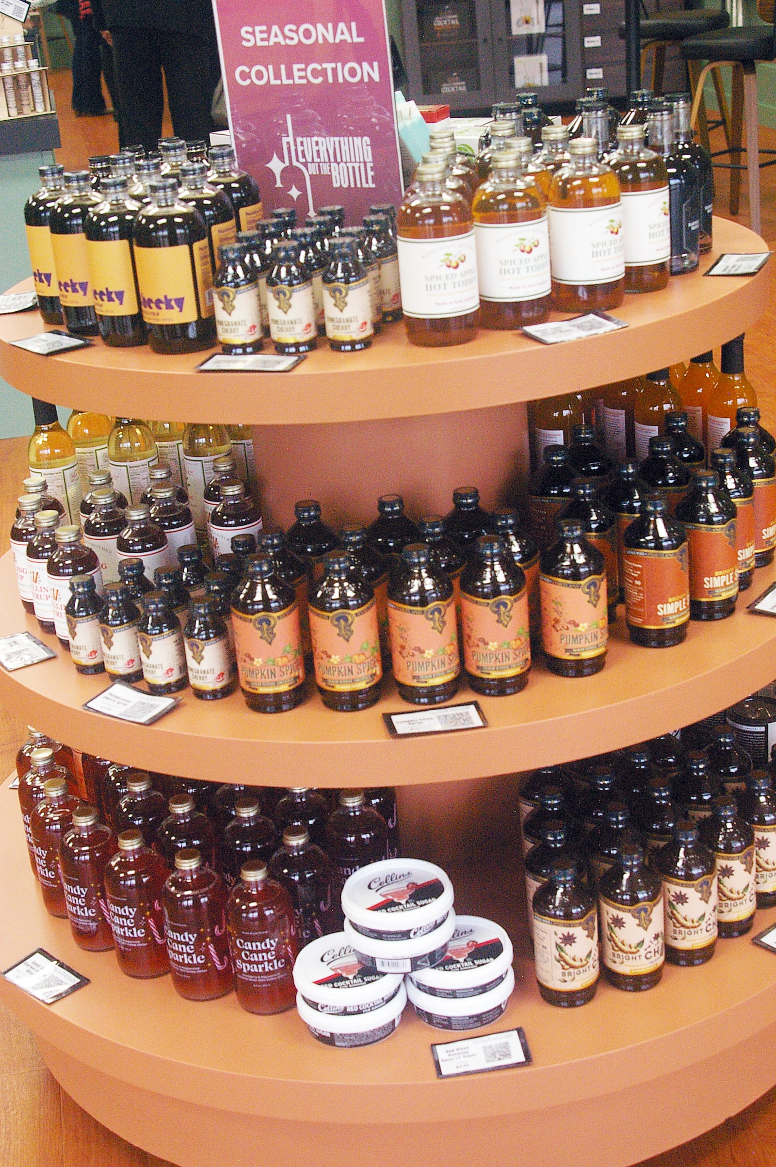 Everything But the Bottle carries more than 20 bitters and 57 different syrups. Among the flavors are candy cane sparkle, pumpkin spice, barrel smoked maple syrup and spiced cranberry. SUE KIESEWETTER/CONTRIBUTED