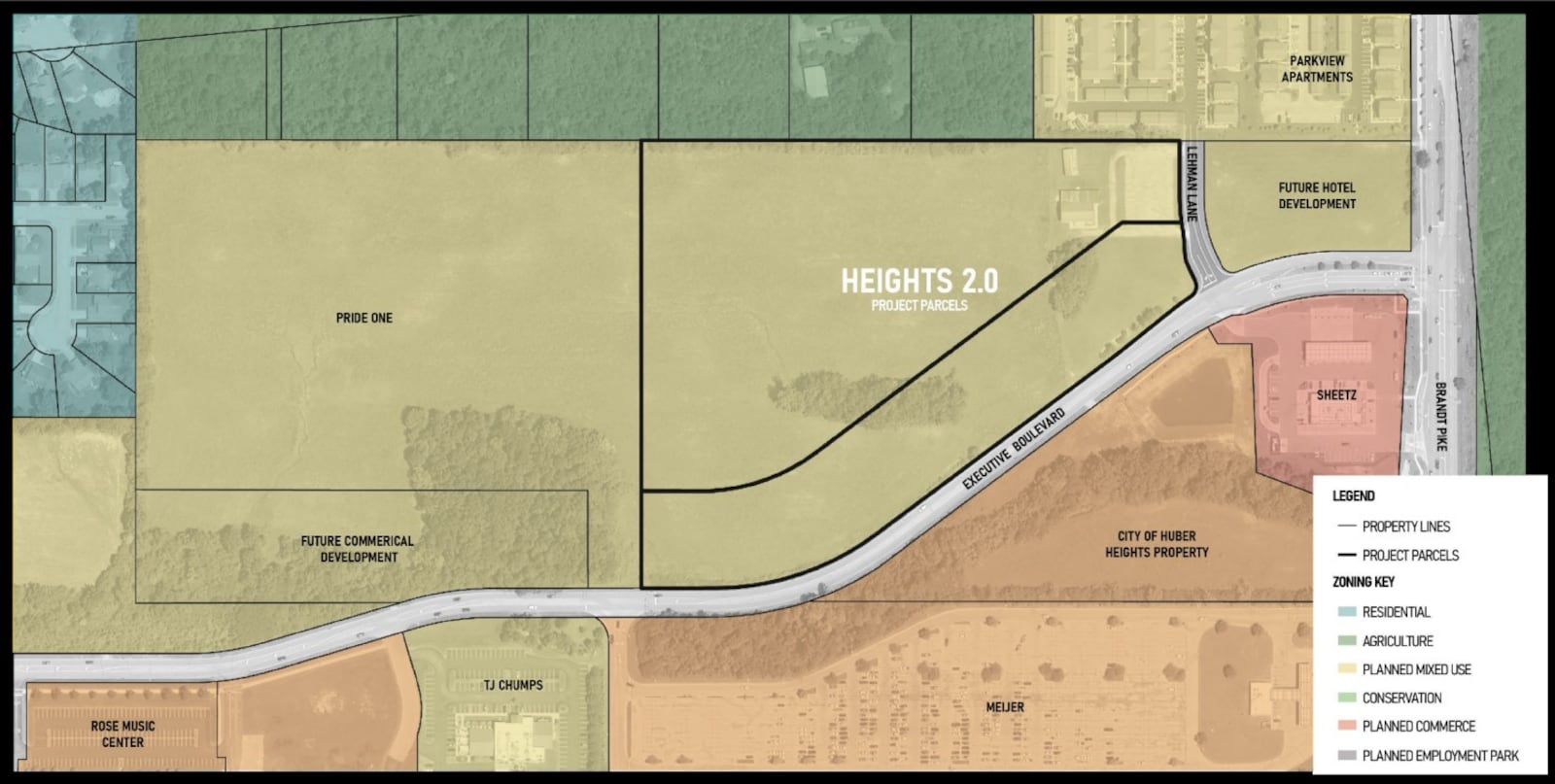 A map of the location of the proposed indoor music venue and civic space Heights 2.0. CONTRIBUTED