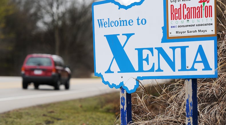 A sign welcoming visitors to the city of Xenia. FILE