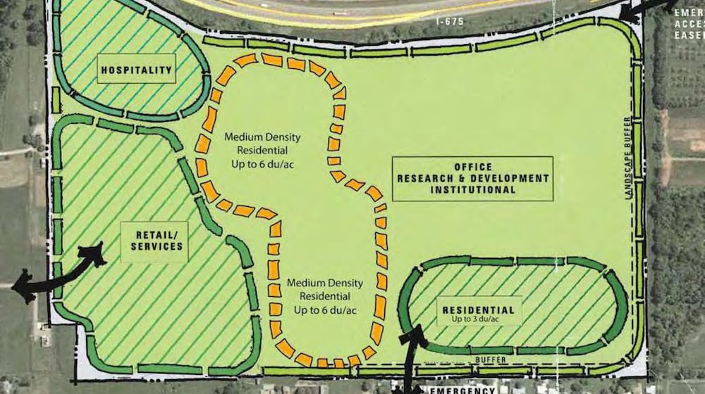 A 2025 proposal to build apartments off of Mission Point Boulevard in Beavercreek, on a property that is slated for office, commercial, and residential use. CONTRIBUTED