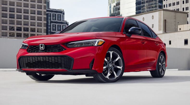 This photo provided by Honda shows the 2026 Civic sedan, an affordable and highly rated compact car. (Courtesy of American Honda Motor Co. via AP)