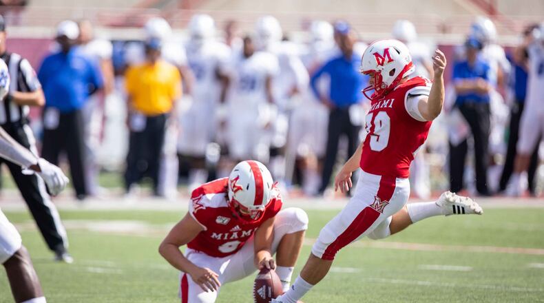 Miami kicker Sam Sloman was selected in the seventh round of the NFL Draft by the Los Angeles Rams. Photo Courtesty of Miami Athletics