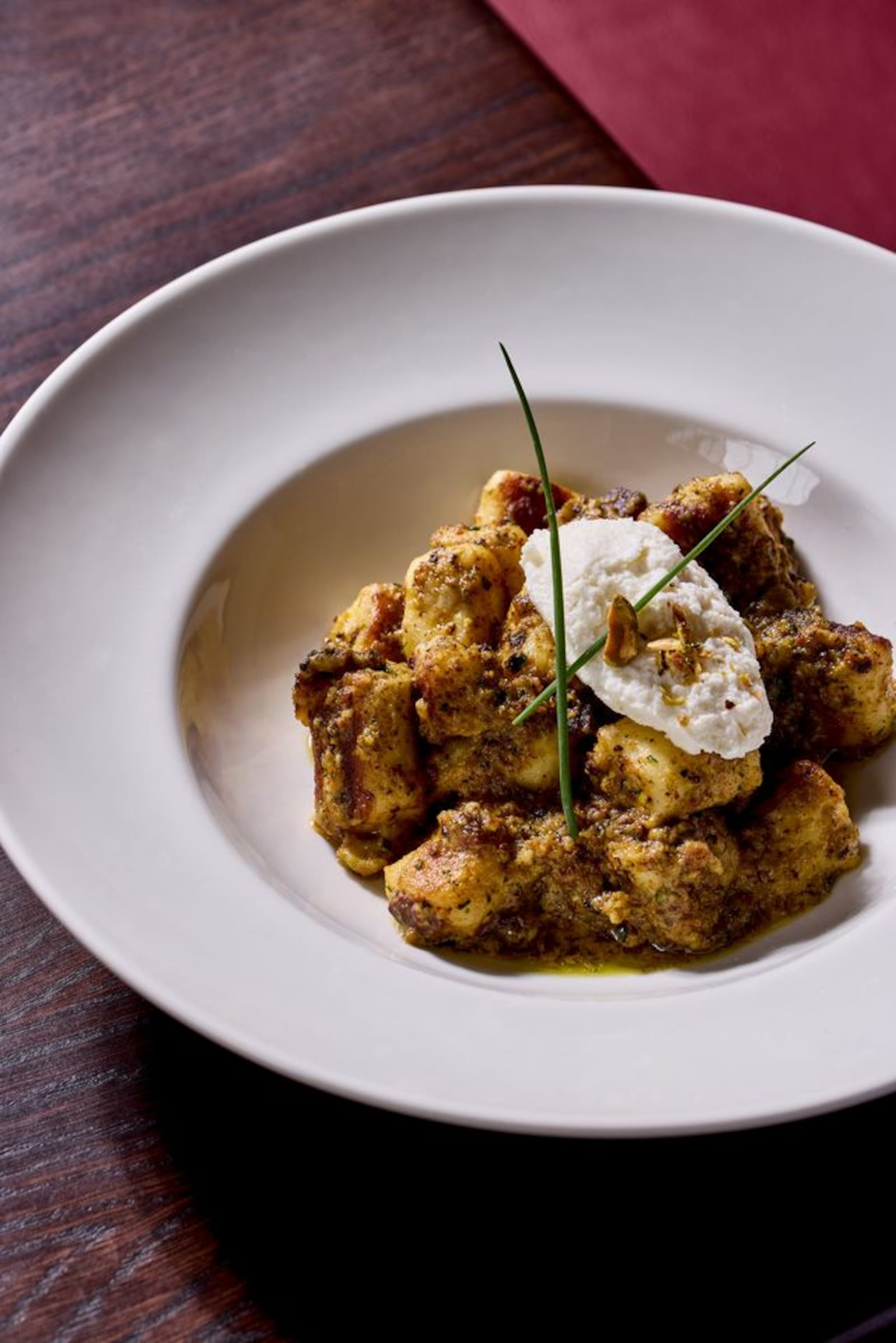 Gnocchi with Pistachio Pesto from Bistecca Italian Steakhouse in Dayton’s Theater District (BISTECCA ITALIAN STEAKHOUSE).