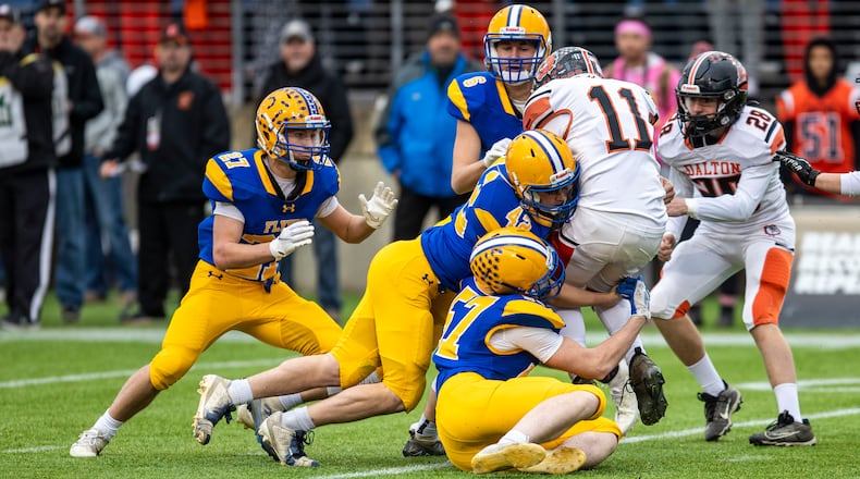 Marion Local defeated Dalton 38-0 in the Division VII state championship game in Canton on Dec. 2, 2023. Michael Cooper/CONTRIBUTED