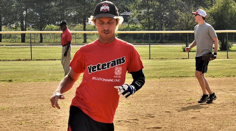 James DeLong rounds third base during a scrimmage game in 2019 against the foreign liaison officers at the Area B softball fields on Wright-Patterson Air Force Base. CONTRIBUTED PHOTO