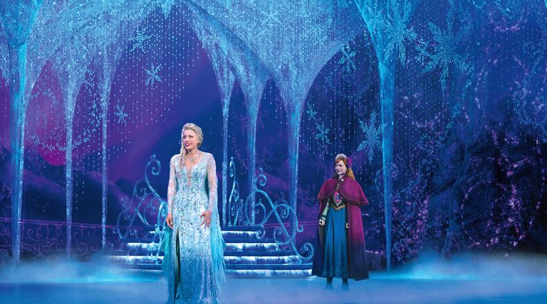 Caroline Bowman portrays Elsa (left) and Caroline Innerbichler is her sister Anna in "Frozen." The North American Tour of the Broadway show comes to the Schuster Center May 4-14. CONTRIBUTED PHOTO