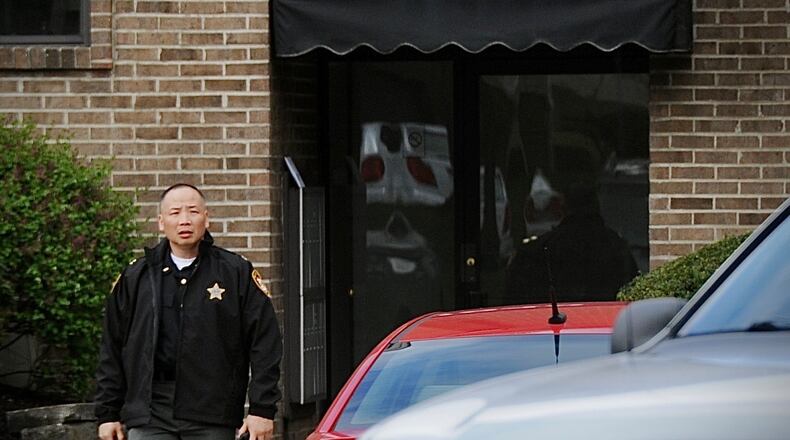 Greene County Sheriff's Office, Sugarcreek Twp. Police, the Dayton Bomb Squad responded to a Surrey Trail apartment complex in Sugarcreek Twp. Wednesday, May 3, 2023, after FBI special agents found explosive devices while executing a court-ordered search. MARSHALL GORBY / STAFF