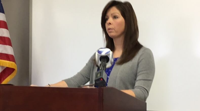 Miami Twp. Detective Danielle Schweickart on Friday addressed questions into the police department’s fraud investigation into a former co-owner of American Memorial Monuments. The business is fully cooperating with the investigation, she said. NICK BLIZZARD/STAFF
