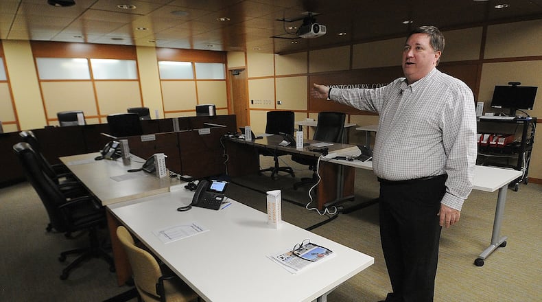 Director of Montgomery County Board of Elections Jeff Rezabek talks about the control room at the Board of Elections Monday May 1, 2023. MARSHALL GORBY\STAFF