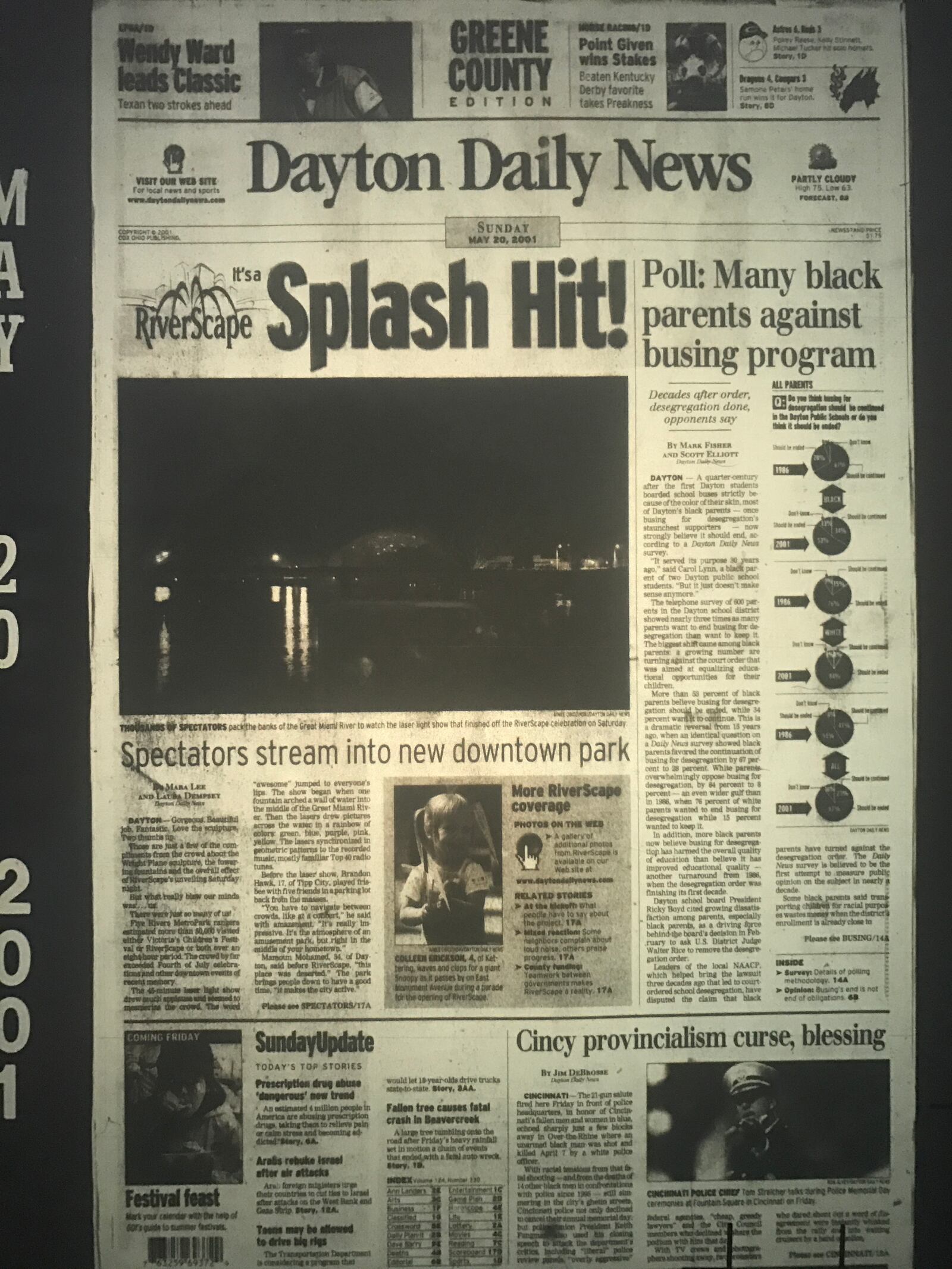 The May 20, 2001 edition of the Dayton Daily News featuring the grand opening of RiverScape.