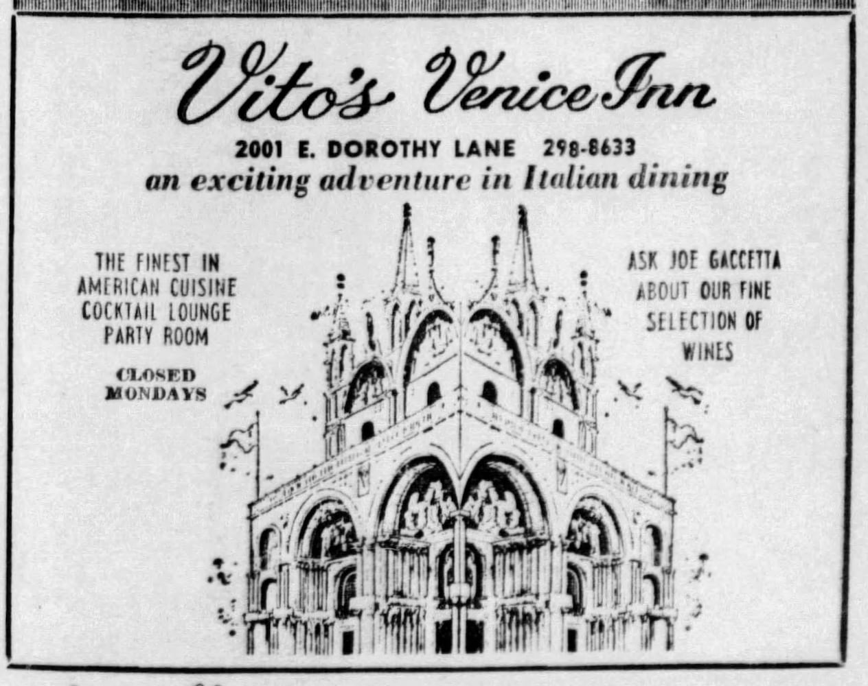 Vintage Restaurant advertising DDN