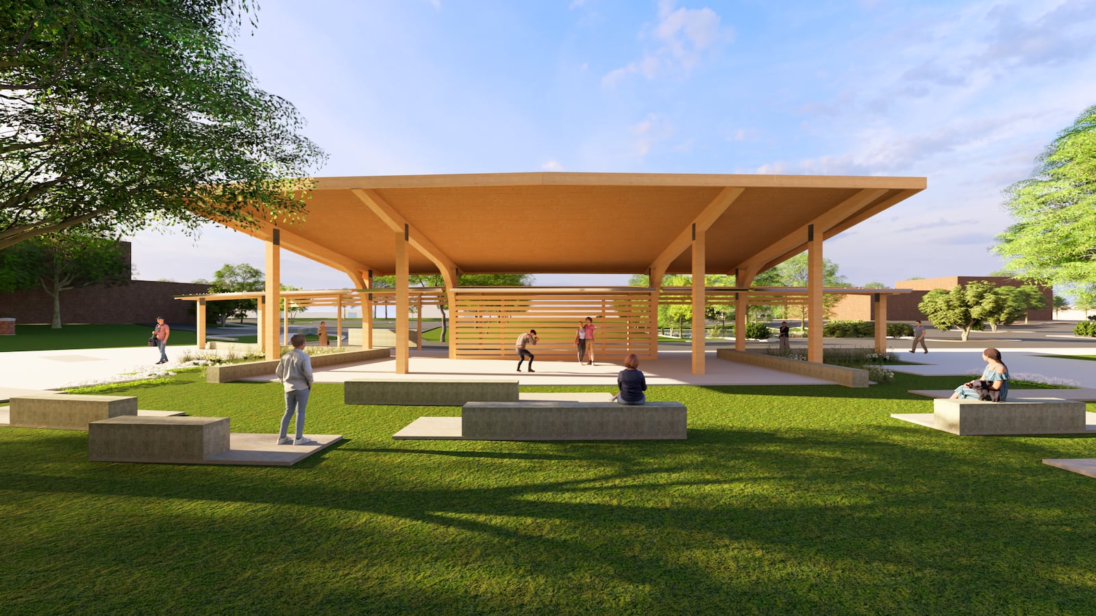 An outdoor pavilion is one of the additions planned for the new Gateway Plaza at Countryside Park in Washington Twp. The plaza also will feature a spray park, ticket booth, restrooms and covered walkways. CONTRIBUTED