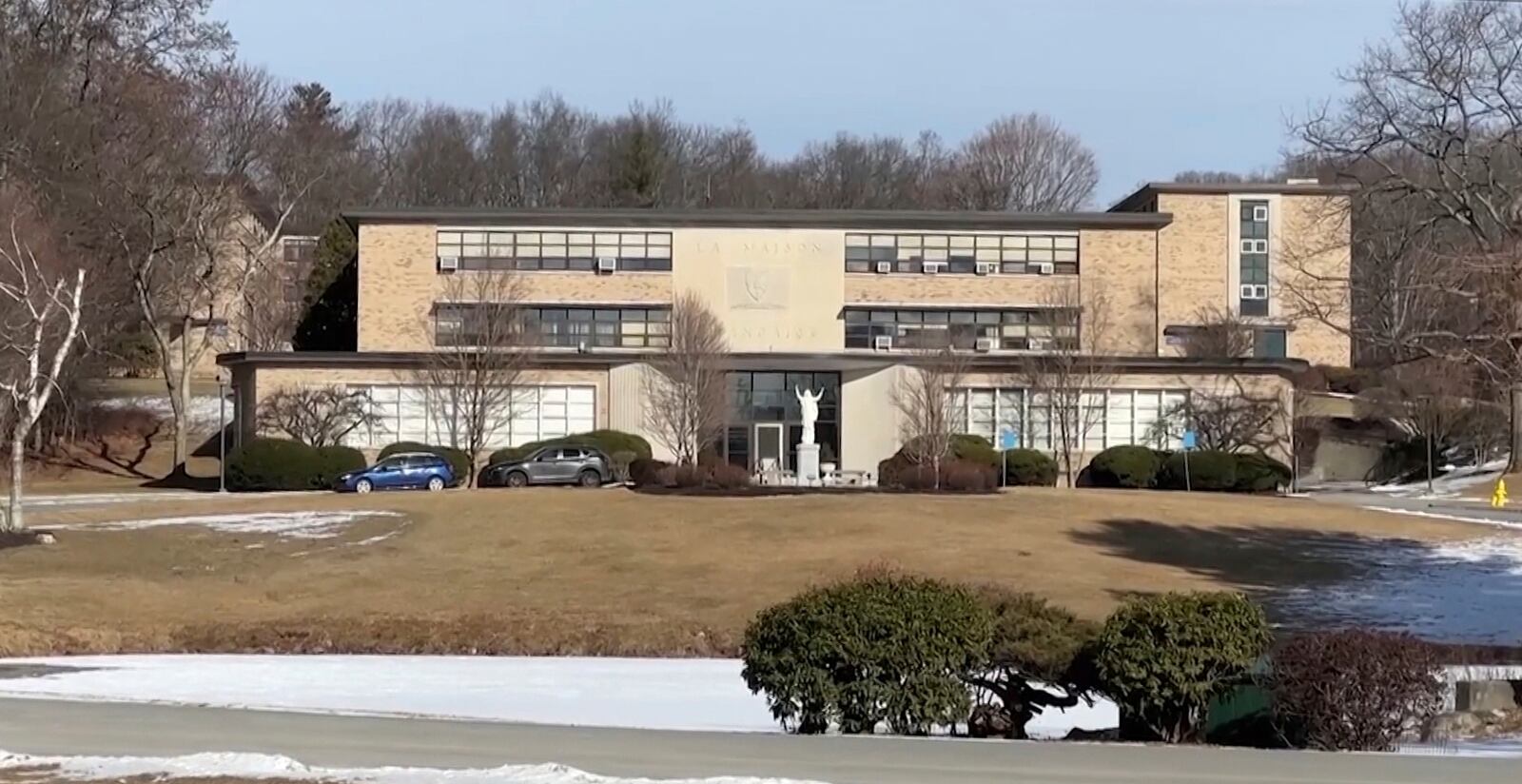 This Jan. 16, 2025 image shows a campus building at Assumption University in Worcester, Mass. (AP Photo/Robert Bukaty)