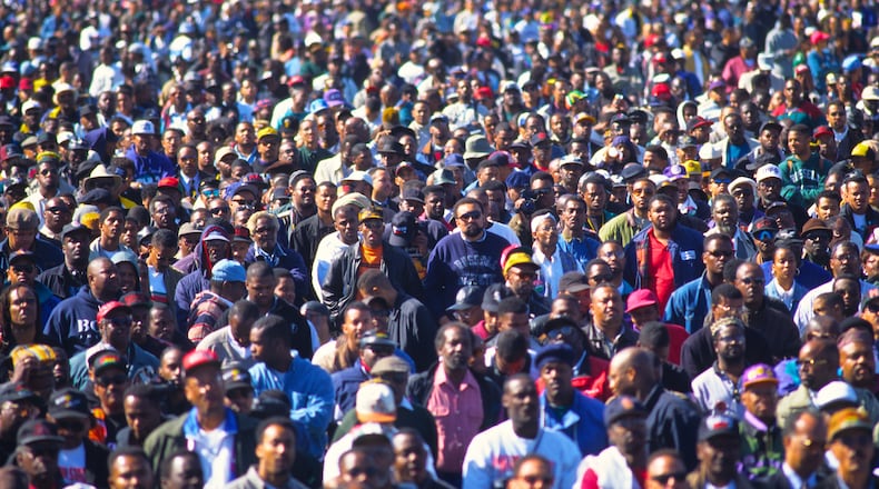 Washington, DC. USA, 16th October, 1995. The Million Man March. Estimated at about 837,000 people the march was made up mostly of grassroots groups of civil right groups and many social activists.