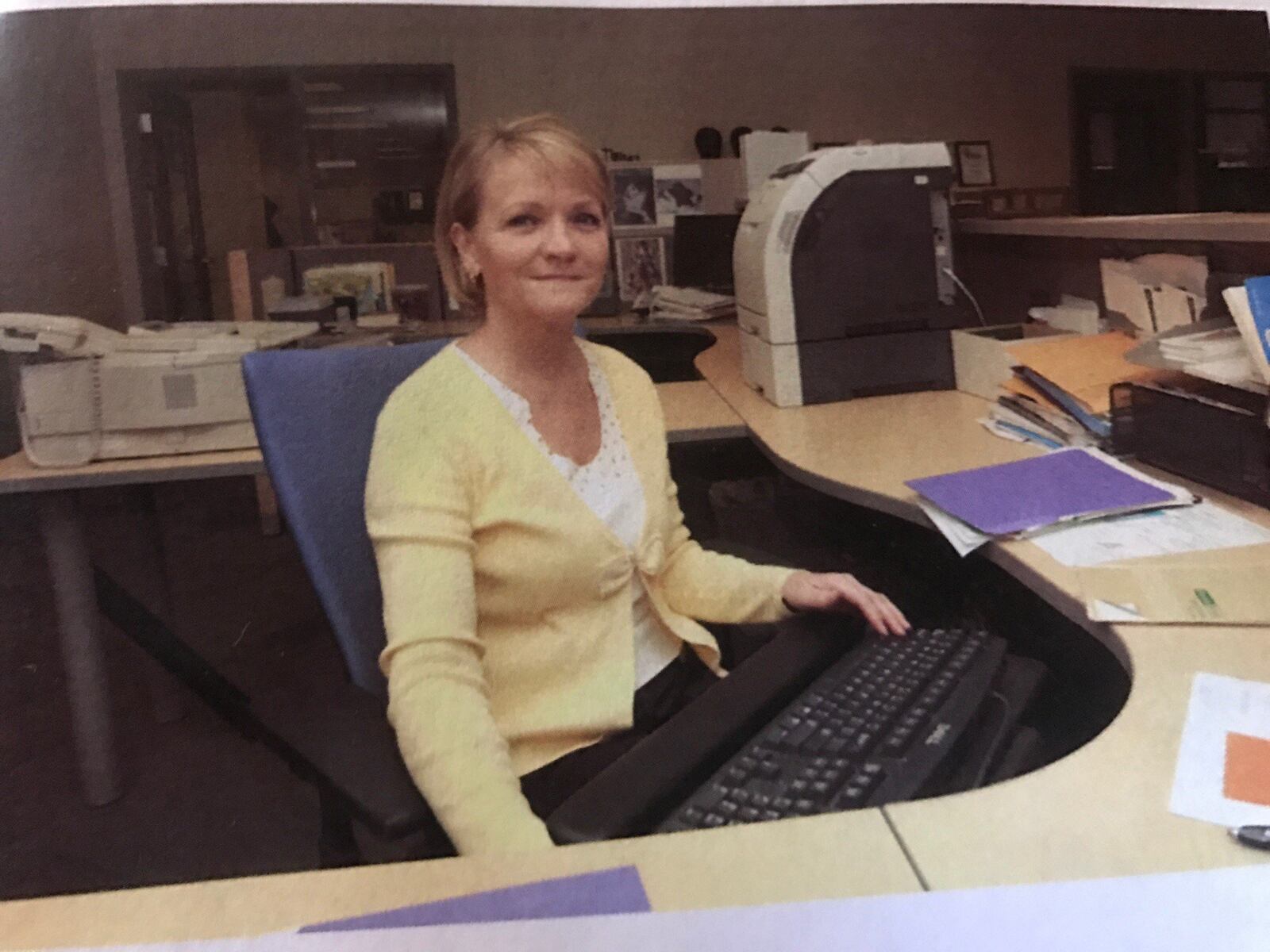 Charlotte Bowman Babcock working at Dayton Daily News, where she spent 42 years before retirement. CONTRIBUTED
