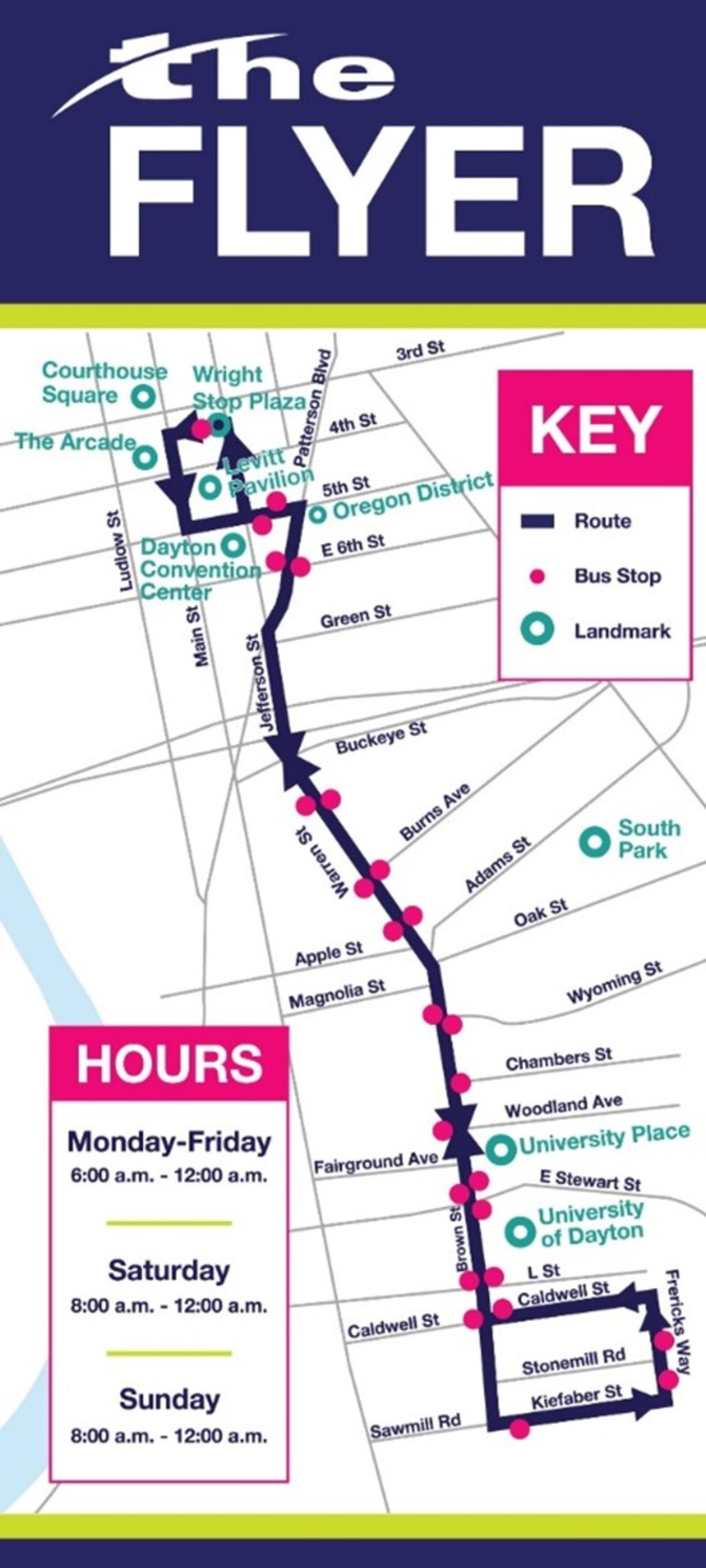 The Greater Dayton RTA will be expanding the weekend hours of the Flyer to run from 8 a.m. to midnight on Saturday, May 24, and on Sunday, May 25 to enhance access to local businesses and restaurants downtown.  (CONTRIBUTED)