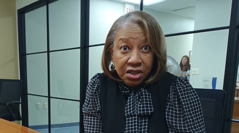 Helen Jones-Kelley, executive director of the Montgomery County Alcohol, Drug Addiction and Mental Health Services, explains the importance of individuals having Narcan on hand to help save anyone who may suffer an accidental drug overdose. SAMANTHA WILDOW\STAFF